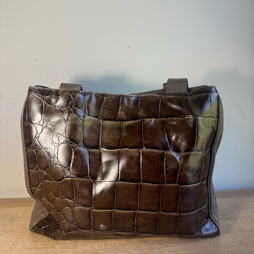 Elegant Dark Brown Embossed Tote